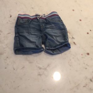 Denim Shorts Glittery Rainbow Elastic Waistband